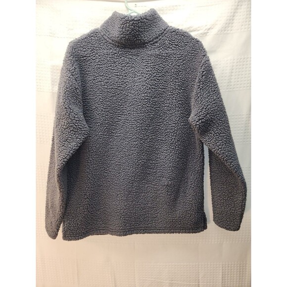 Victoria's Secret PINK Teddy Bear Gray Sherpa Women XS Sweater 1/4 Zip Pullover - Picture 10 of 11